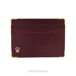 🔴 Rolex Card Holder Wallet - Burgundy Calfskin Leather.